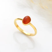 Natural Oval Carnelian Stone Ring I - Lyphiyes